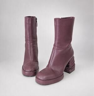 JW Pei Saylor Round Toe Platform Ankle Boots Womens 7.5 Purple Vegan Leather